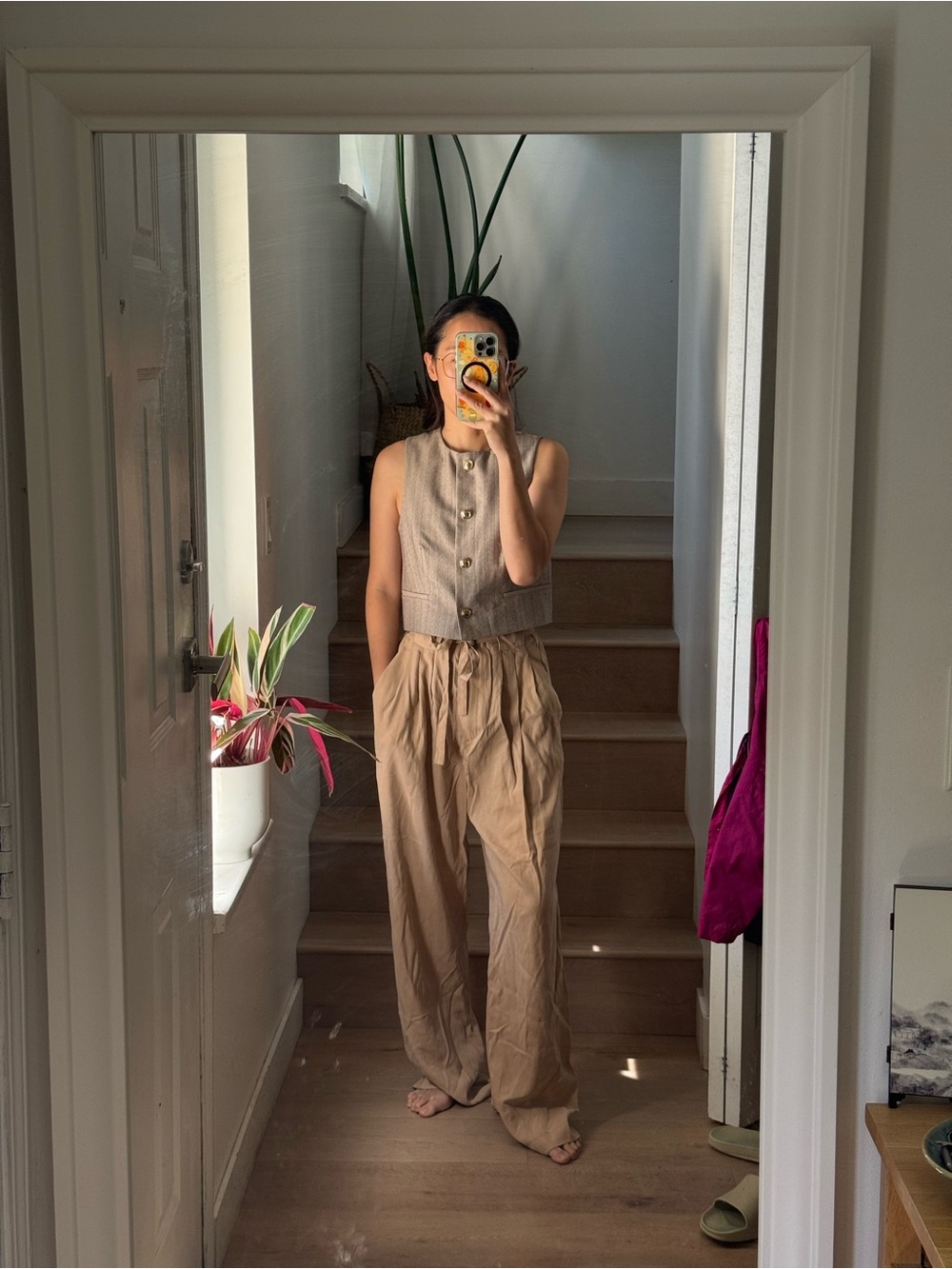 Dynamite Neutral High-Waist Wide Leg Pants - Tan